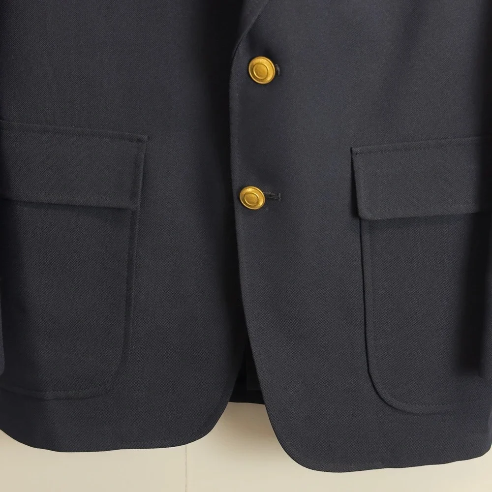 Vintage Perma-Prest Classic Collection Navy Blue Blazer Mens 40R Gold Buttons